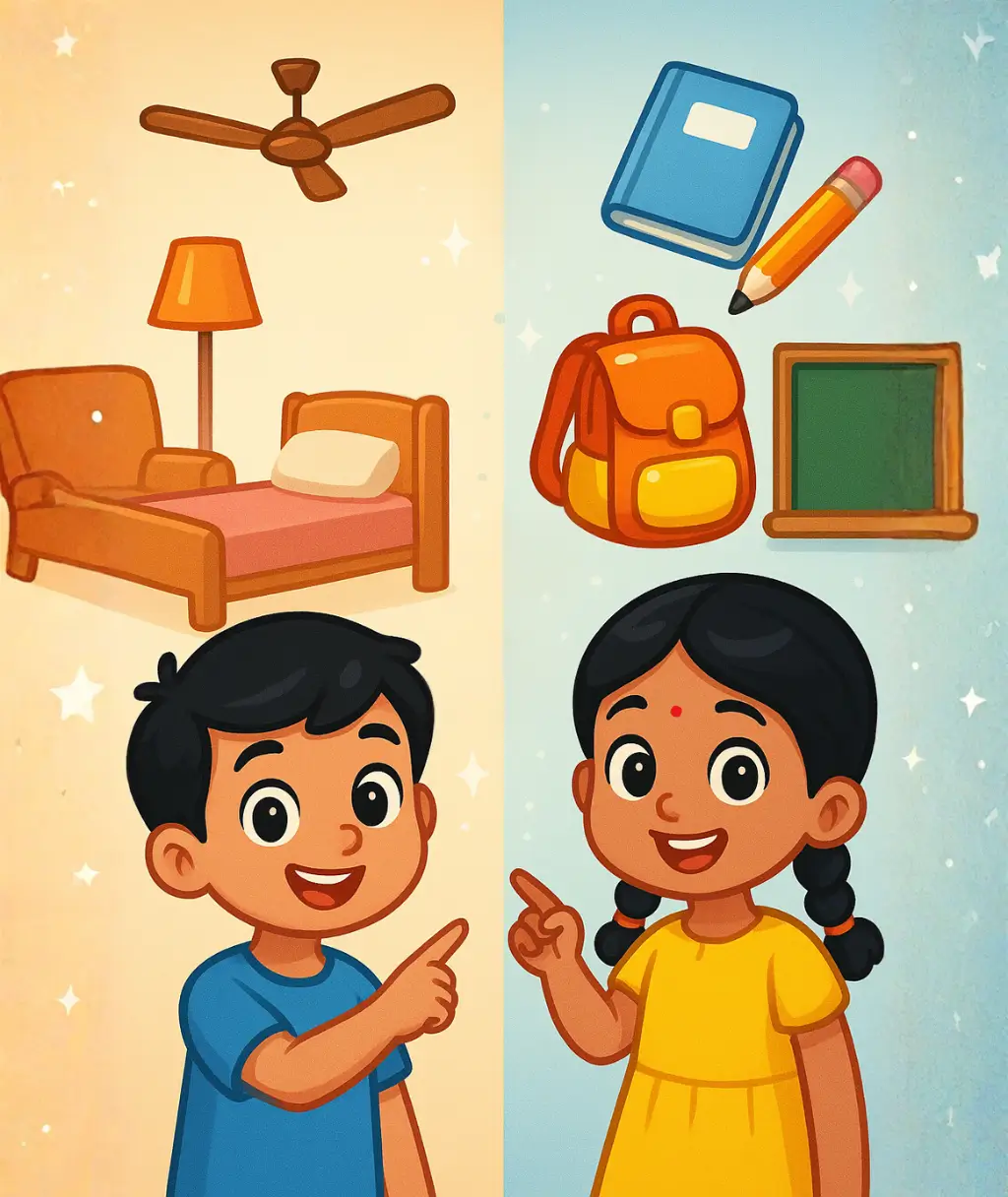 வீடு மற்றும் பள்ளியில் உள்ள பொருட்கள்